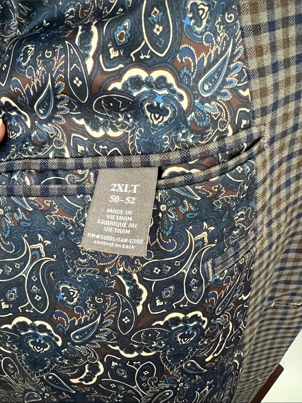 Classic Men's Checked Sport Coat in Blue and Brown - Picture 4 of 10